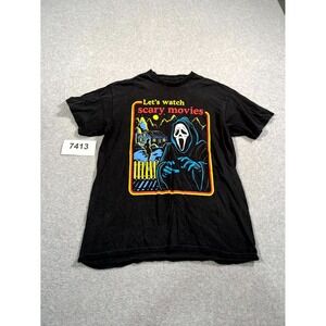 GhostFace T Shirt Mens Medium Black Scream Movie Horror Graphic Cotton Crew Neck